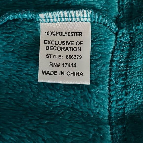 Miss Elaine Soft Cozy Teal Front Zip Long Fleece Rope Size Medium New with Tags - Picture 8 of 9